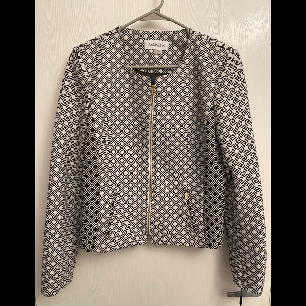 Calvin Klein Black and White Blazer Size:10